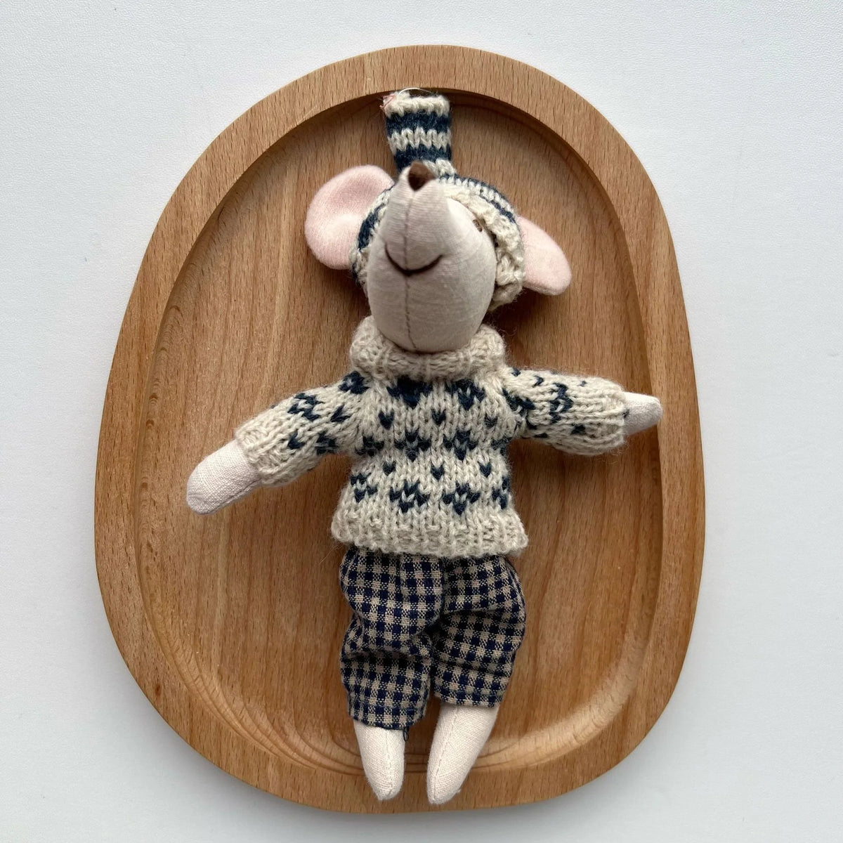 Mouse Doll Cotton-Linen Crocheted Floral Dress