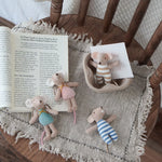 Mouse Doll Cotton-Linen Crocheted Floral Dress