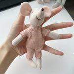 Mouse Doll Cotton-Linen Crocheted Floral Dress