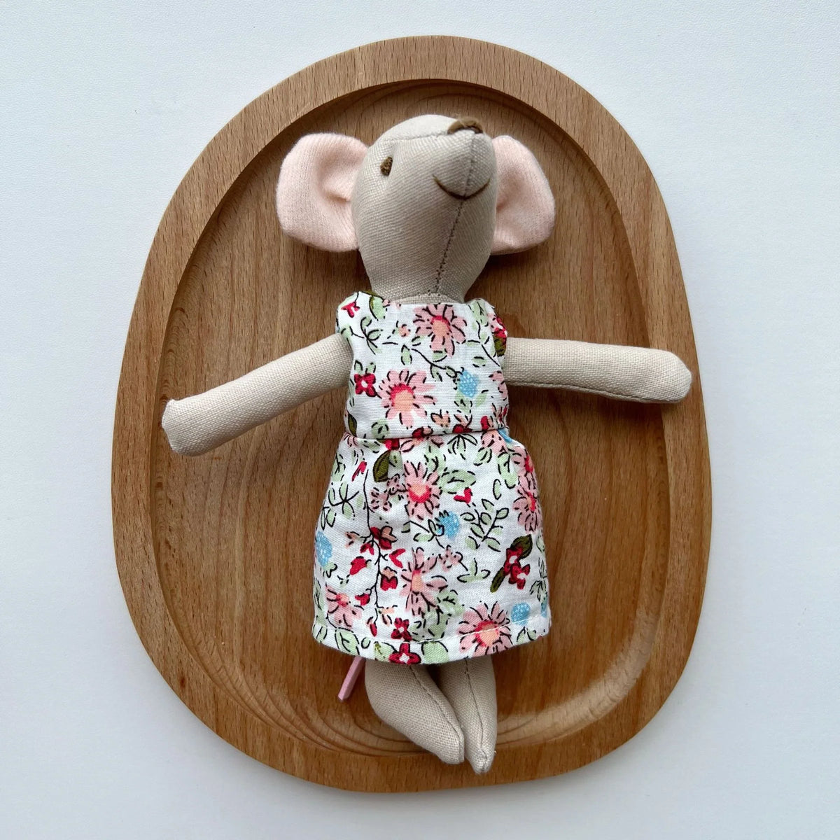 Mouse Doll Cotton-Linen Crocheted Floral Dress