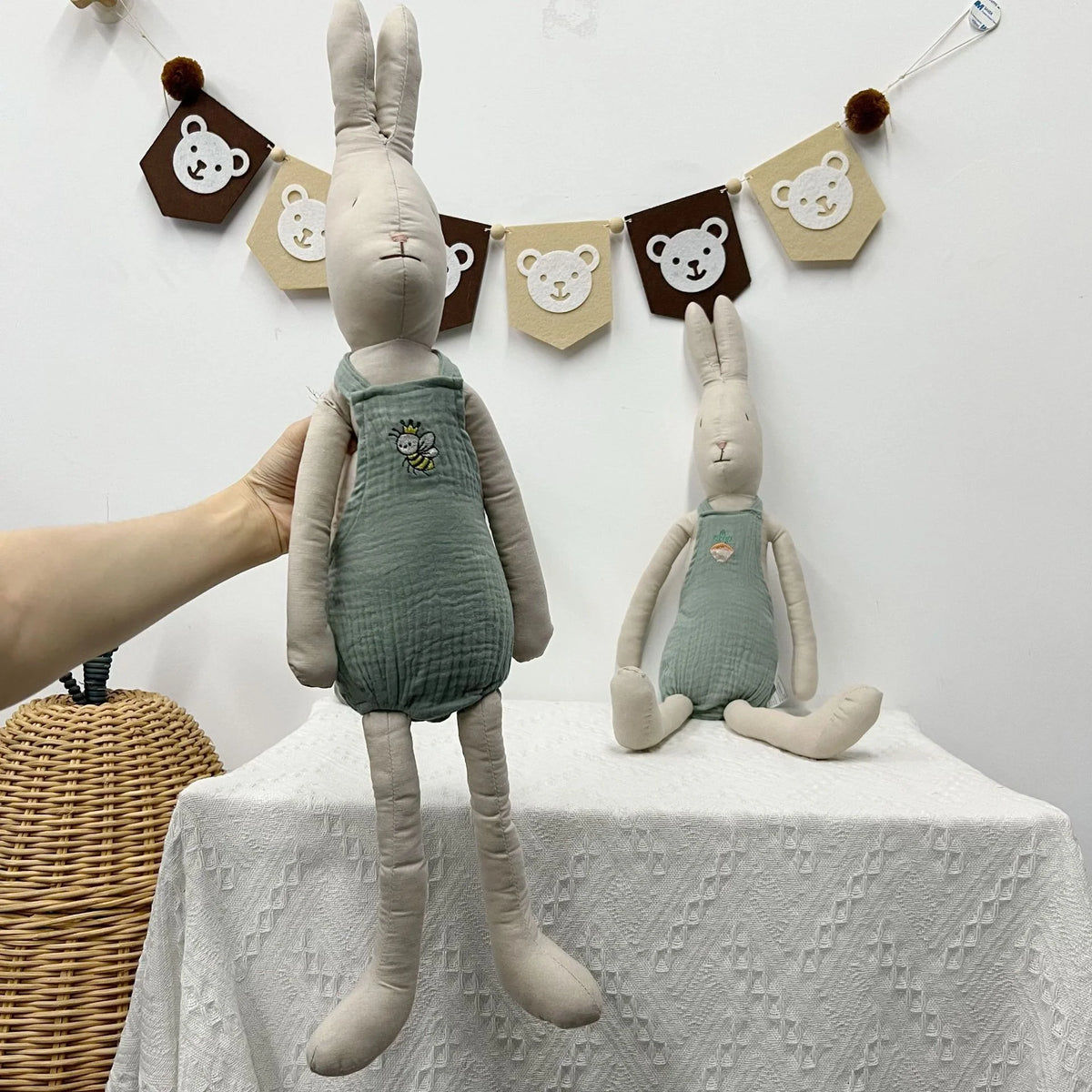 Mouse Doll Cotton-Linen Crocheted Floral Dress