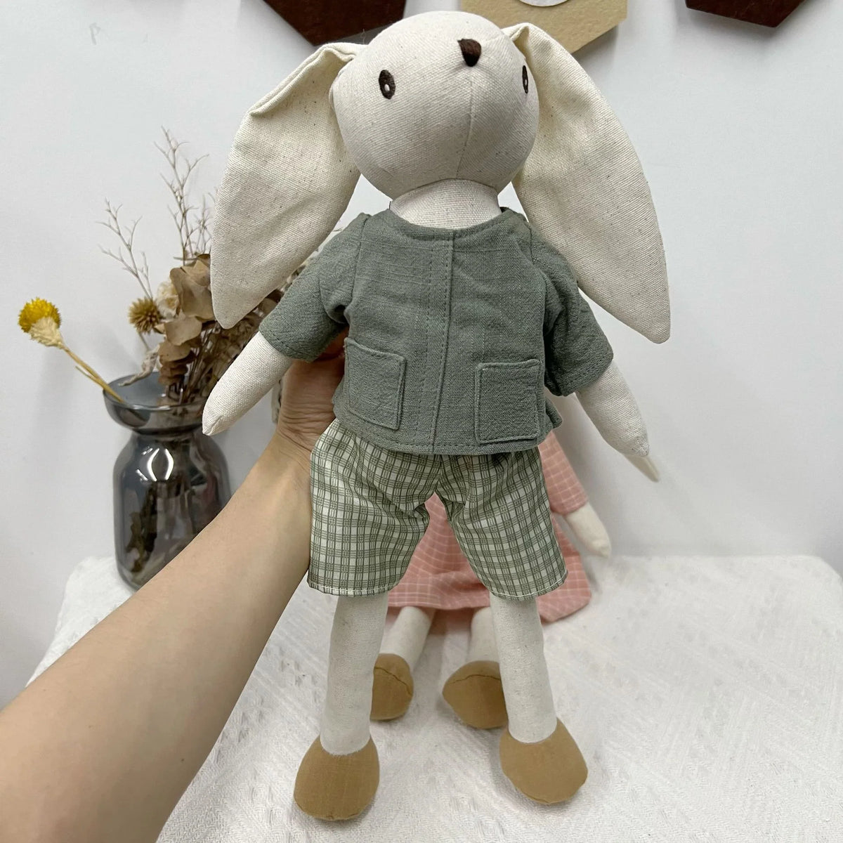 Mouse Doll Cotton-Linen Crocheted Floral Dress