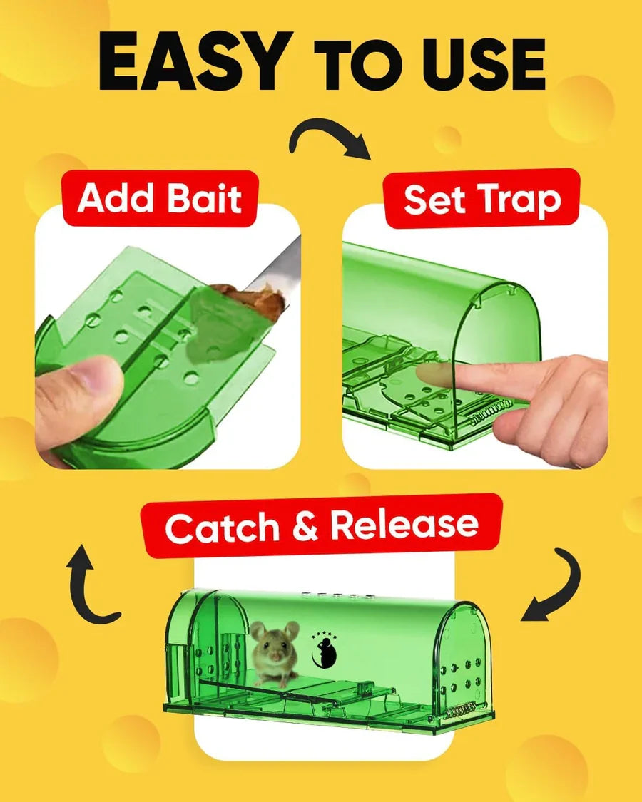 Mouse Trap Live-Capture Transparent Reusable Set of 4