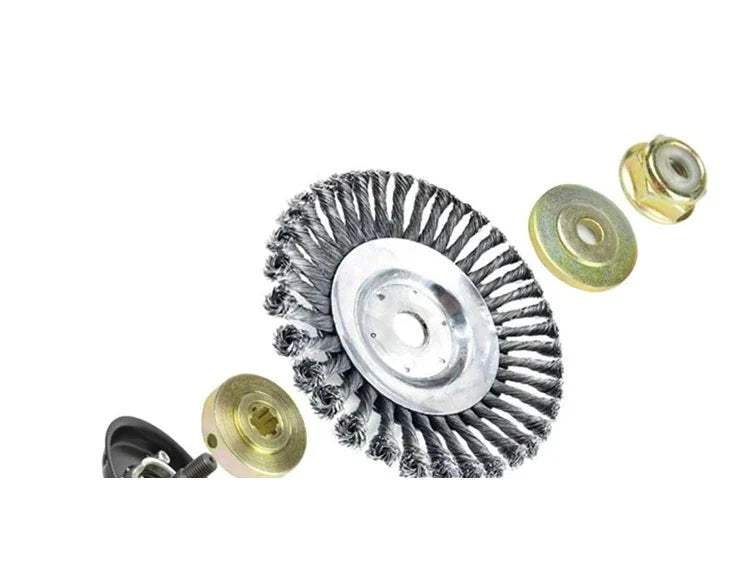 Mower Weeding Wheel Twisted Steel Bristles Dual Heads