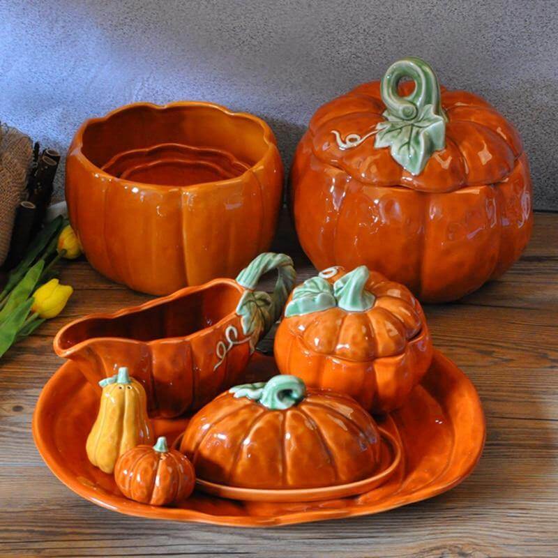 Mug And Bowl Set Ceramic Pumpkin-Shaped Set of 2