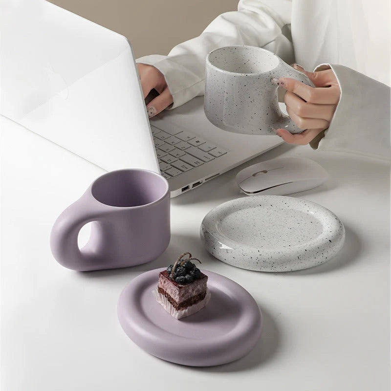 Mug Ceramic Large Handle With Matching Coaster