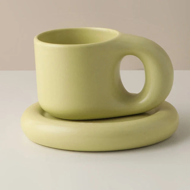 Mug Ceramic Large Handle With Matching Coaster