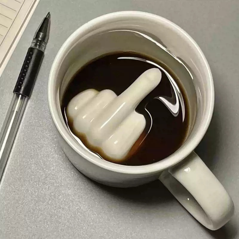 Mug Ceramic Middle Finger Design For Hot & Cold Drinks