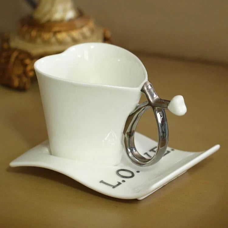 Mug Heart-Shaped Ceramic Porcelain♀♀♀♀♀♀