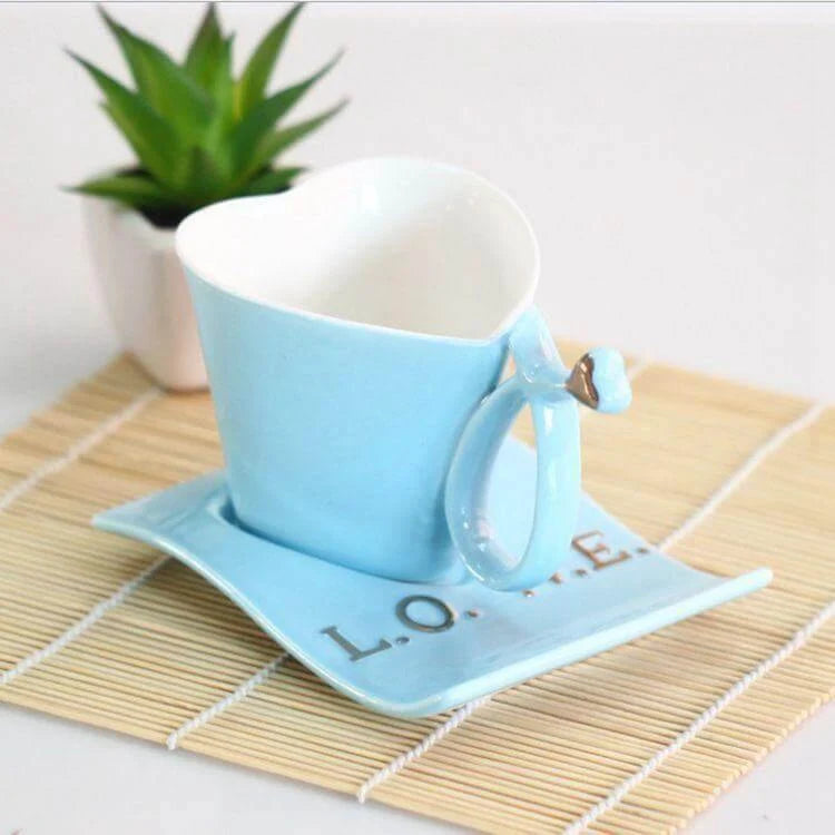 Mug Heart-Shaped Ceramic Porcelain♀♀♀♀♀♀