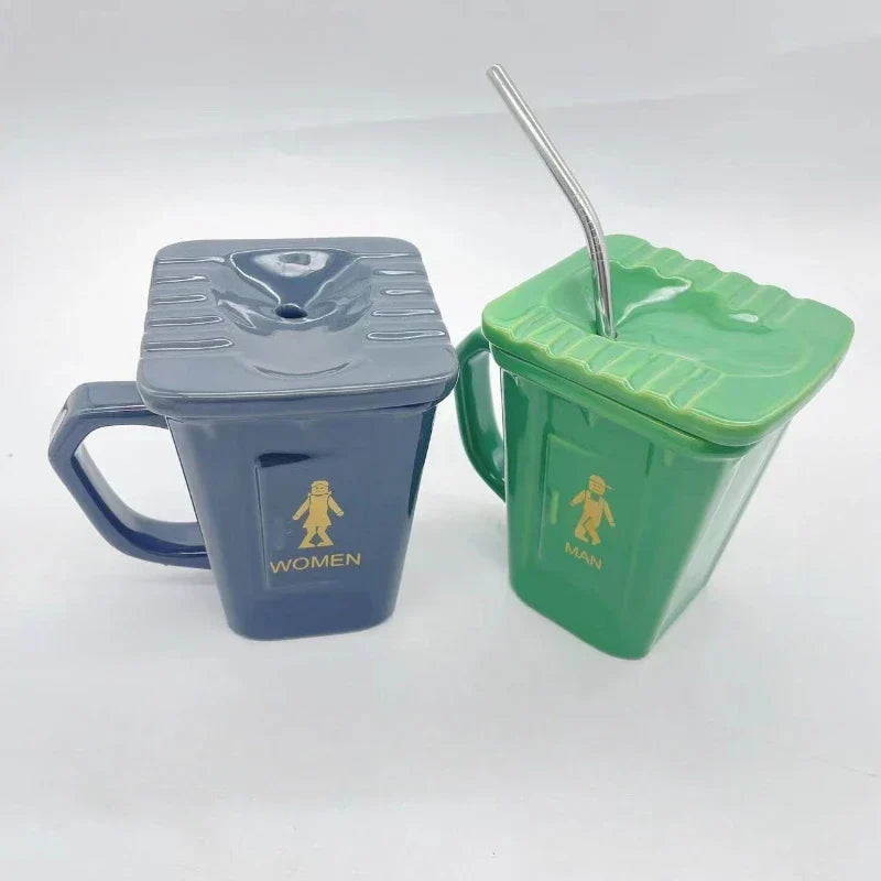 Mug Toilet-Shaped Ceramic Ergonomic Handle