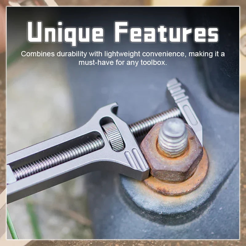 Multi-Tool Titanium Adjustable Wrench & Ruler Keychain
