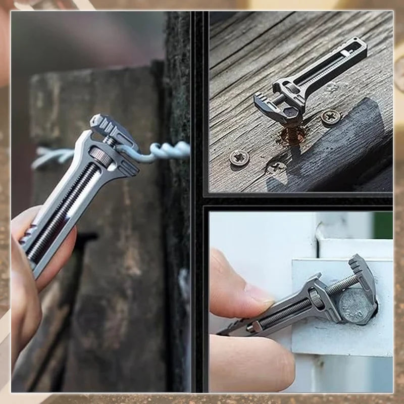 Multi-Tool Titanium Adjustable Wrench & Ruler Keychain