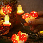 Mushroom String Lights Warm White Weather-Resistant Outdoor Decor