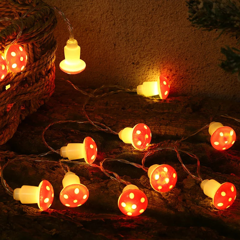 Mushroom String Lights Warm White Weather-Resistant Outdoor Decor