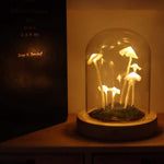 Mushroom Table Lamp Glass Dome Cordless Warm White Light