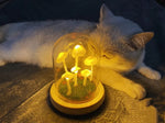 Mushroom Table Lamp Glass Dome Cordless Warm White Light