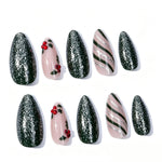 Nail Art Kit Green Glitter & Holly Motifs Chip-Resistant