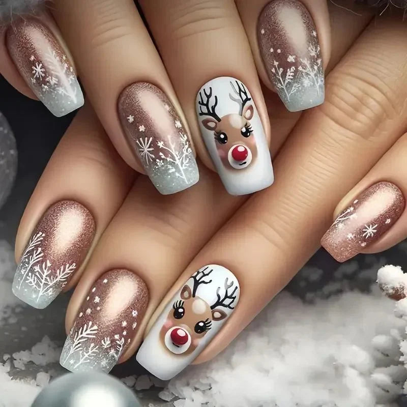 Nail Art Kit Reindeer & Snowflake Easy Application