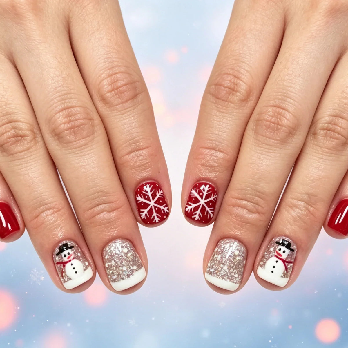 Nail Art Kit Winter Snowflake Base Coats & Glitter