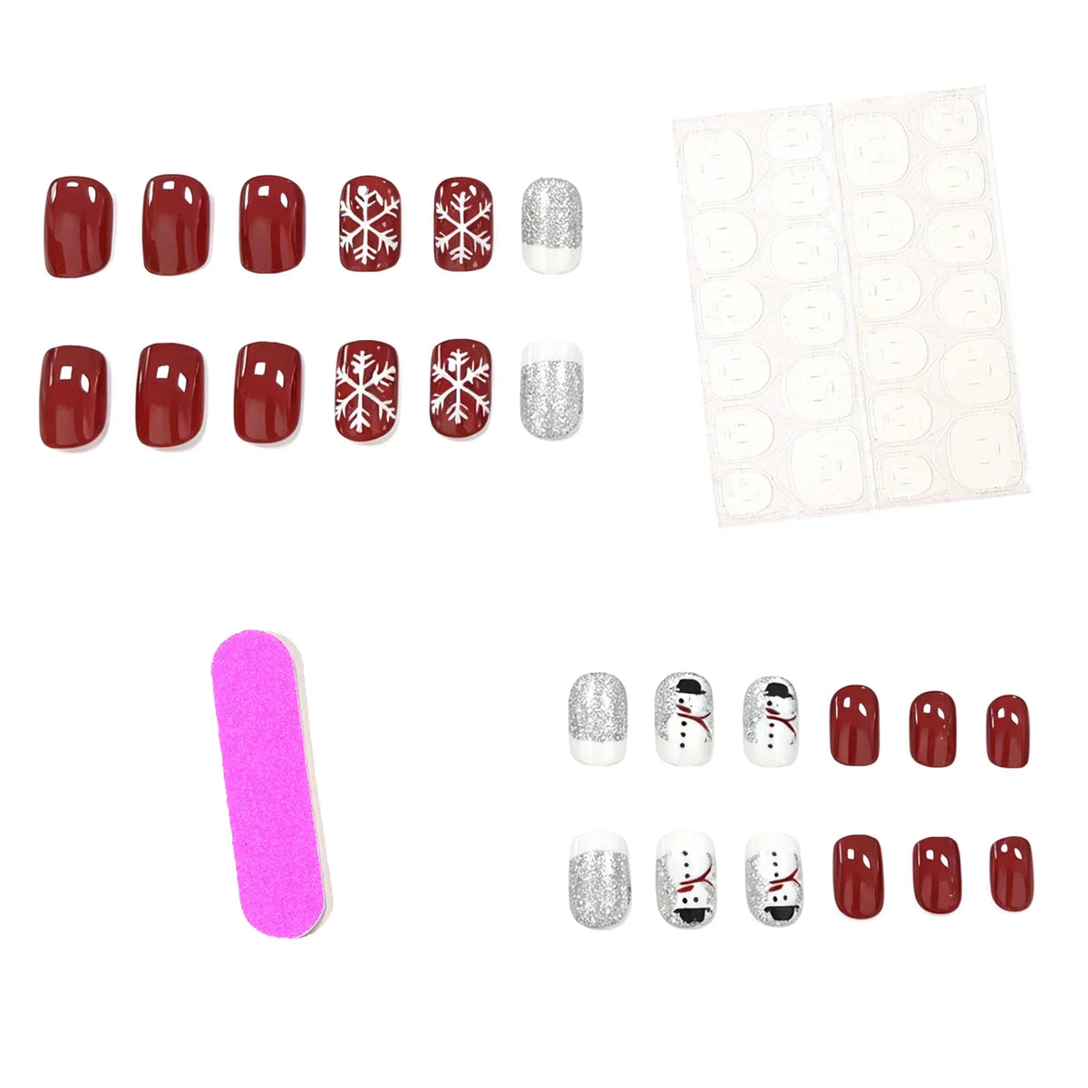 Nail Art Kit Winter Snowflake Base Coats & Glitter