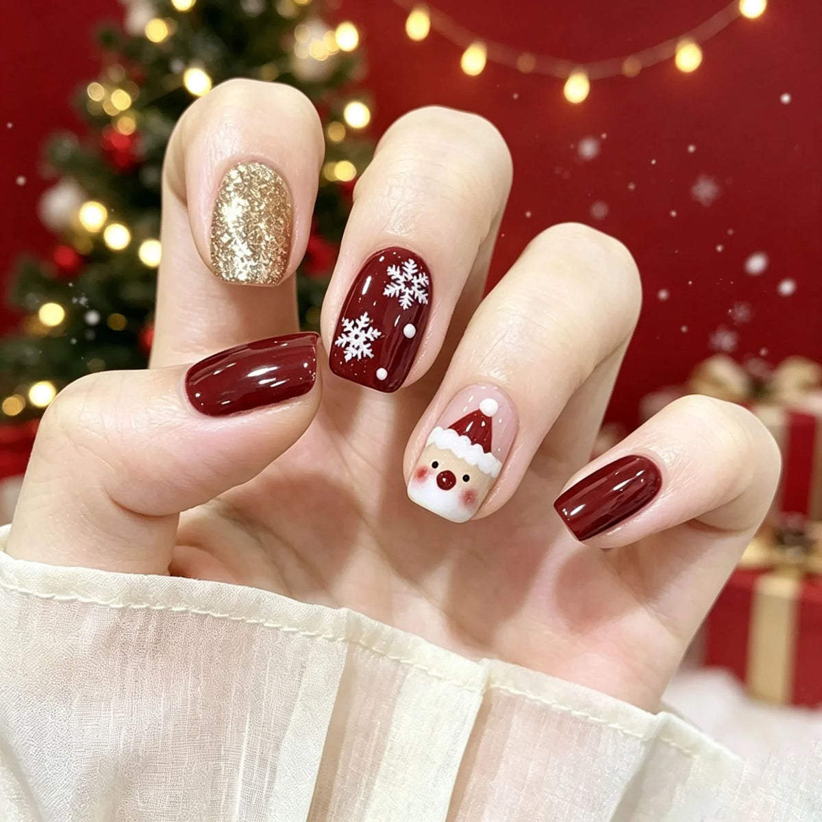 Nail Art Set 24-Color Festive Motifs & Glitter Accents