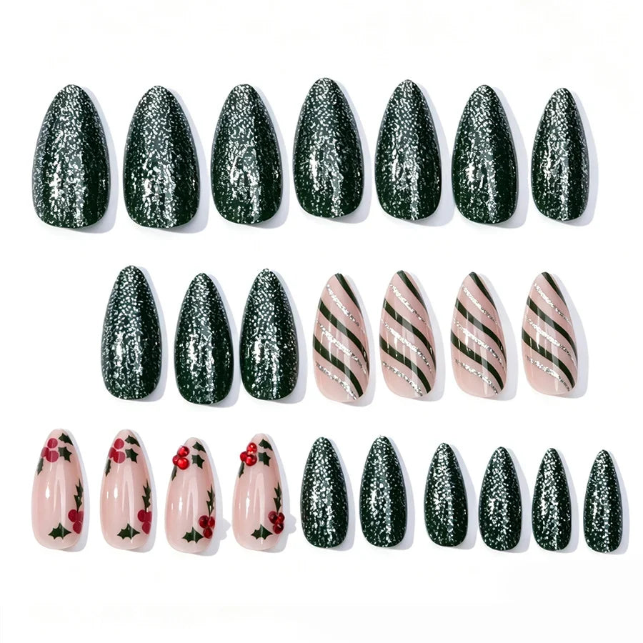 Nail Art Set Green Glitter Chip-Resistant Tools