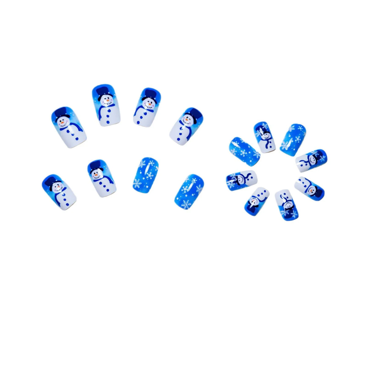 Nail Art Set Hand-Painted Snowman & Snowflake Gel Finish