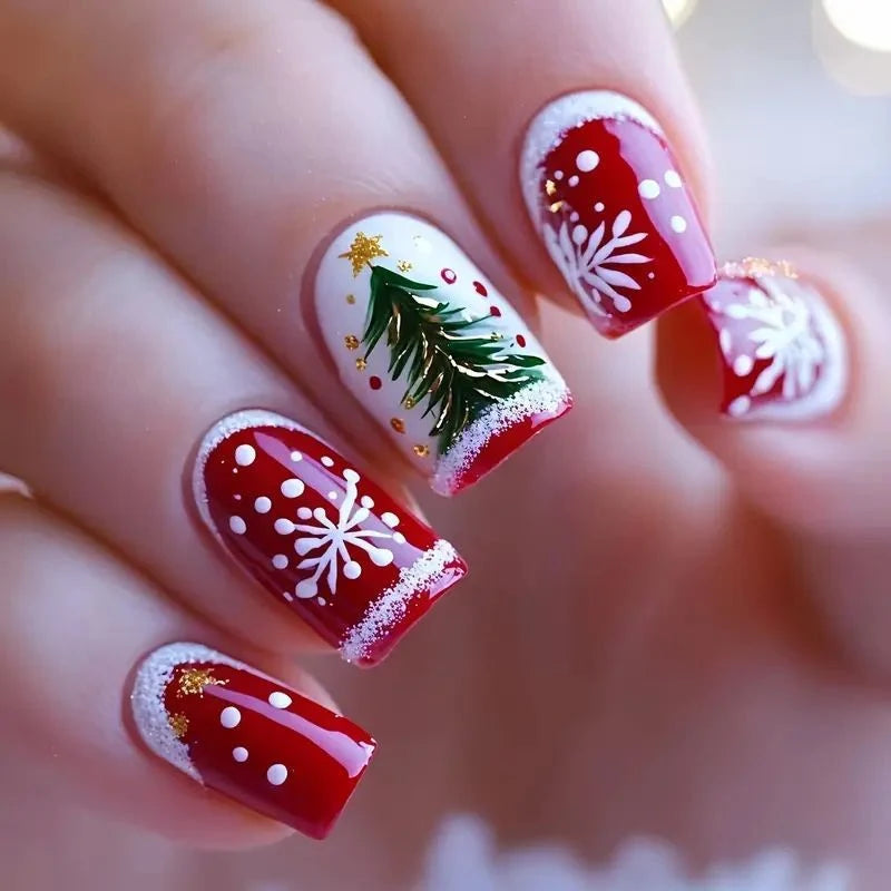 Nail Art Strips Holiday Snowflake & Ornament Easy-Apply Long-Lasting