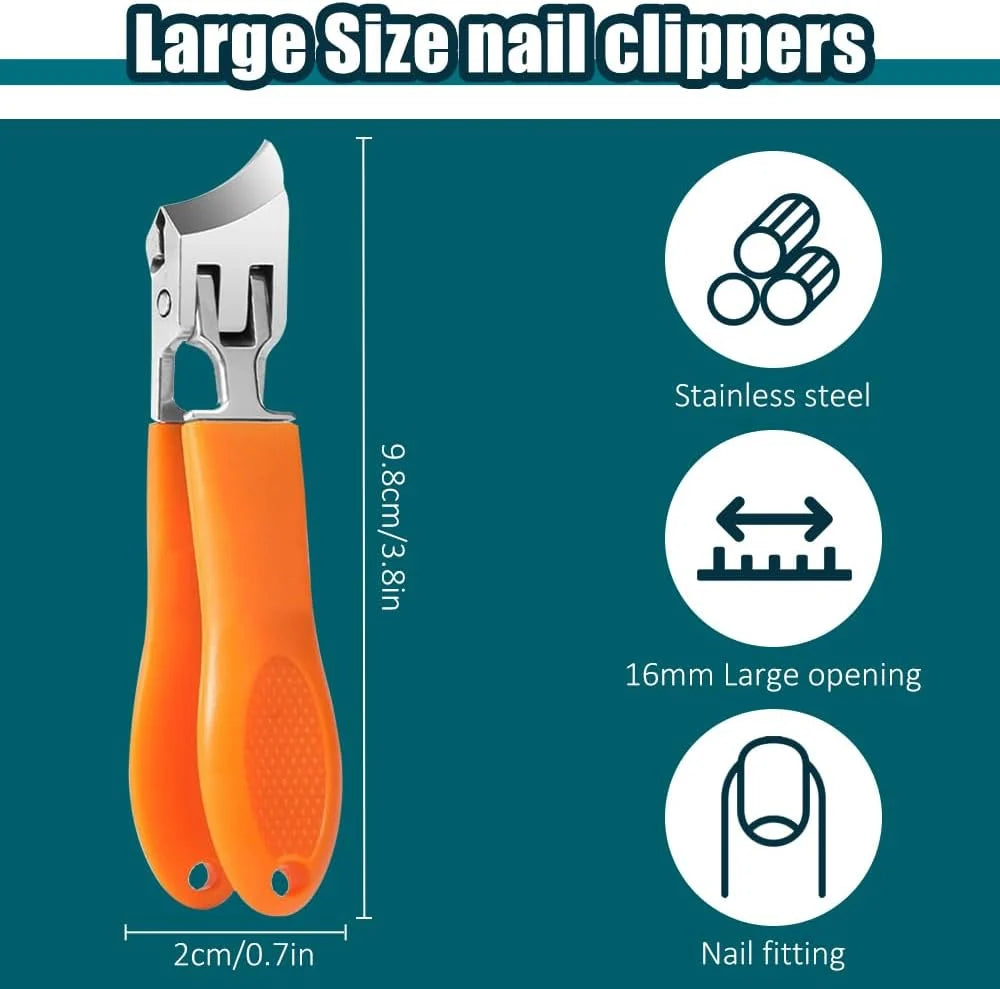 Nail Clippers Stainless Steel Wide Jaw Non-Slip Grip