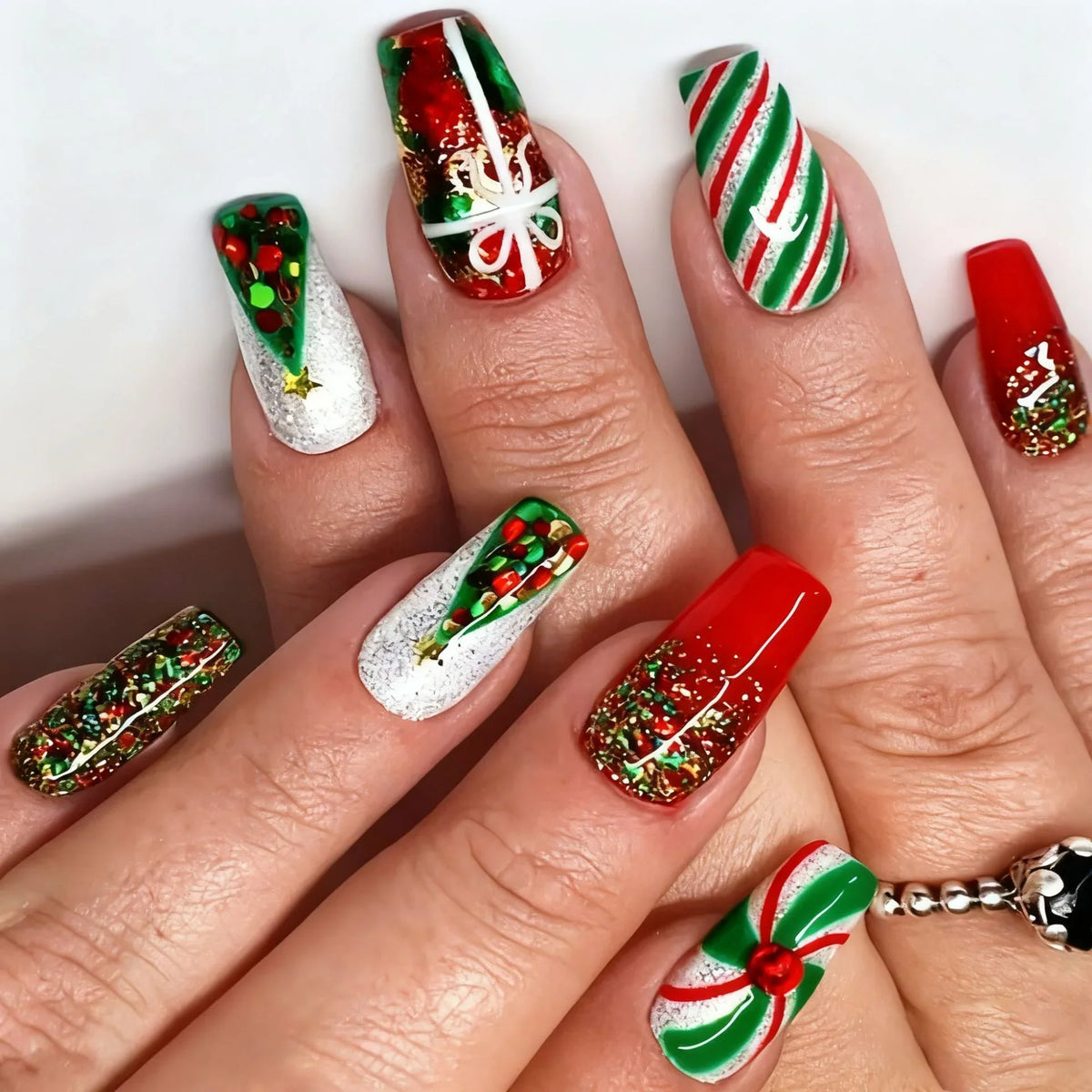 Nail Stickers Holiday Glitter Glossy Long Lasting