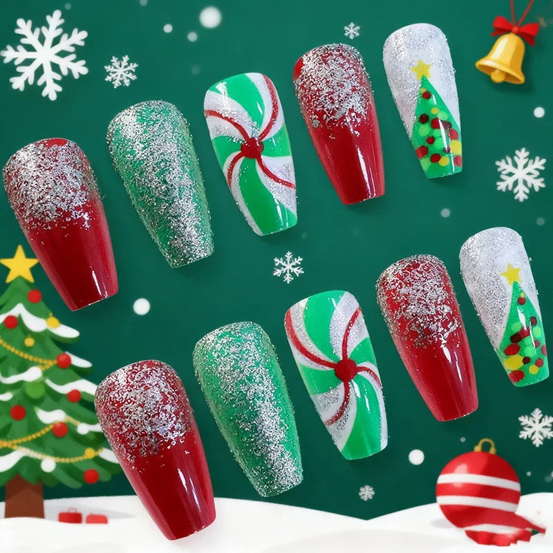 Nail Stickers Holiday Glitter Glossy Long Lasting