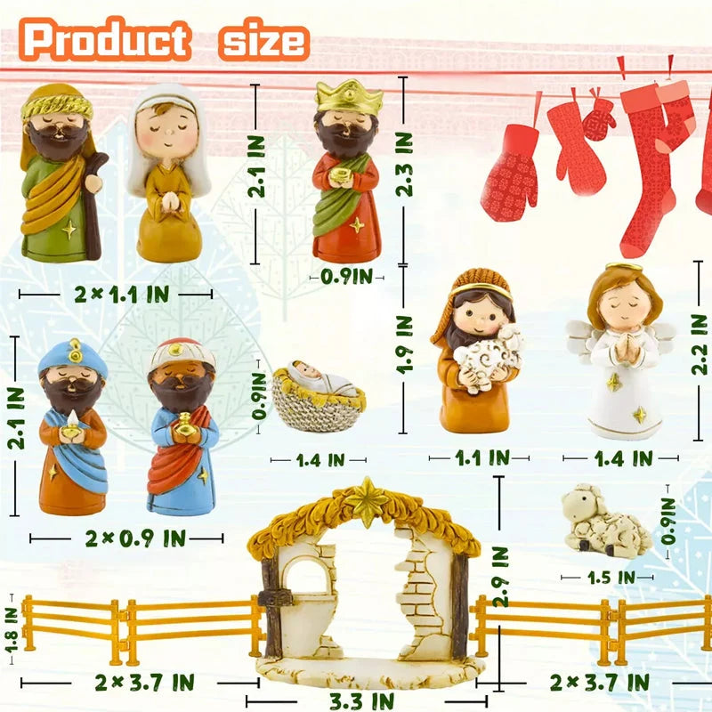 Nativity Advent Calendar 24 Plastic Figures for Christmas Story Play