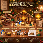 Nativity Building Block Set Illuminated Star & Stable
