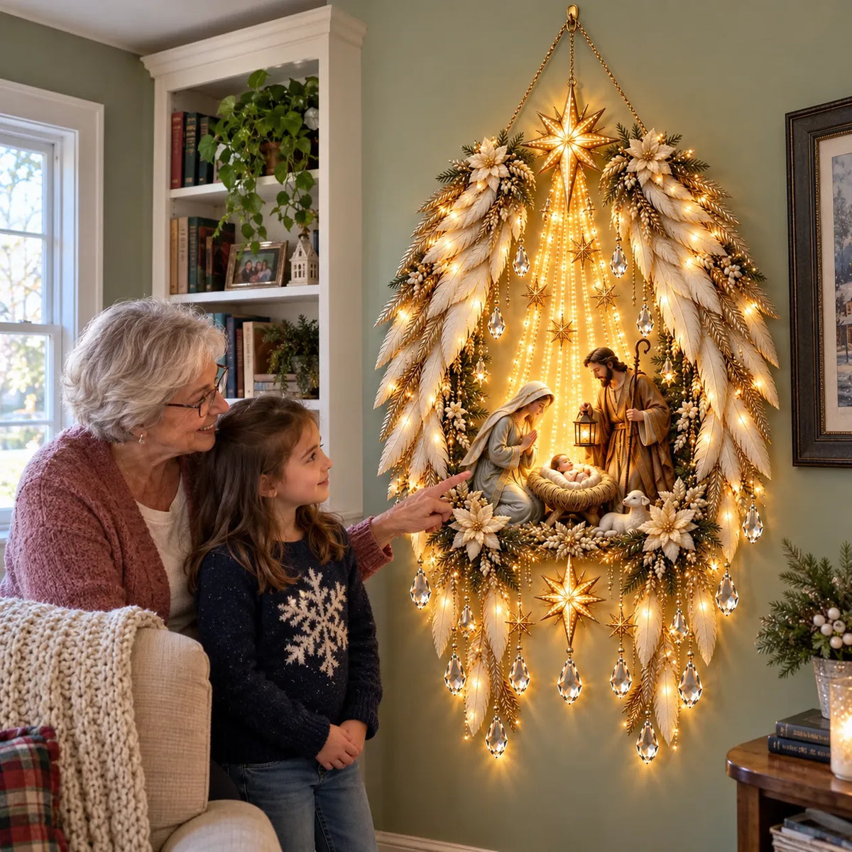 Nativity Wall Decoration Warm Illuminated Christmas Display