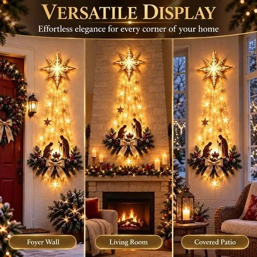 Nativity Wall Hanging Warm LED Battery-Powered Lights
