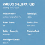 Neck Fan Wearable Rechargeable 3 Speed Levels