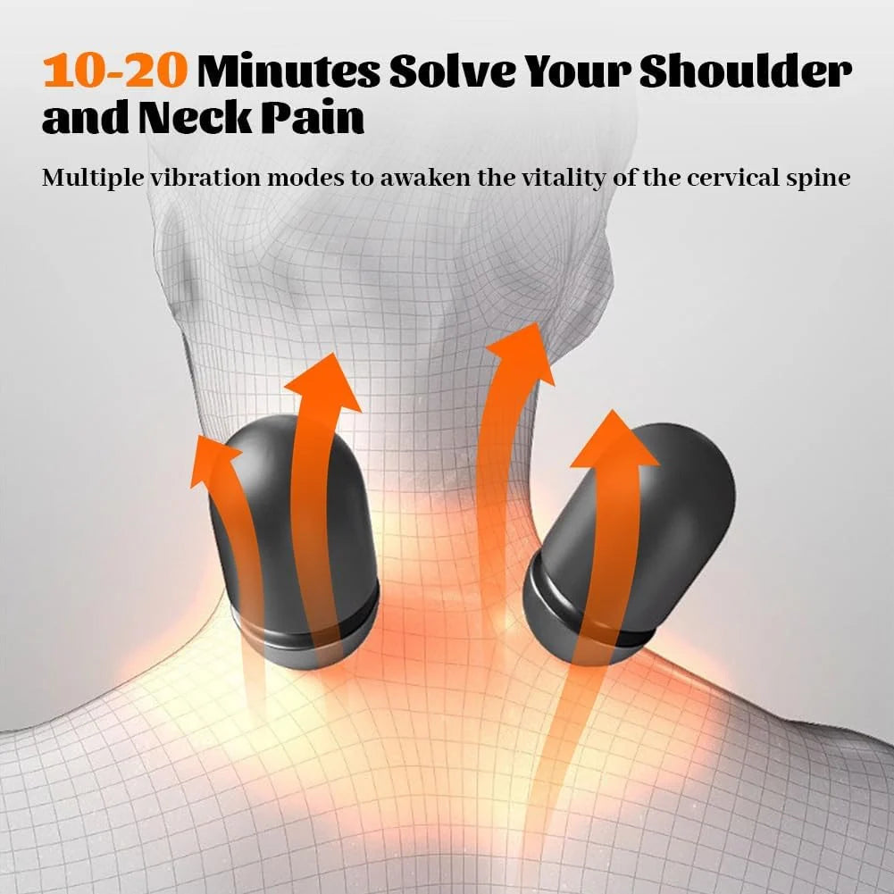 Neck Massager Ergonomic Vibration Therapy Portable Rechargeable