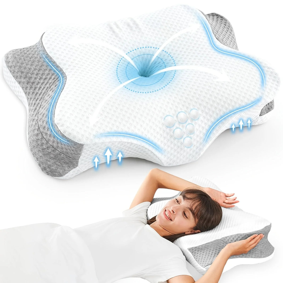 Neck Pillow Butterfly Contour Memory Foam & Washable Cover