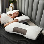 Neck Pillow Ergonomic Support Breathable Knitted Cover Microfiber Filling