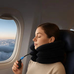Neck Pillow Inflatable Adjustable Air Pump Plush Velvet Cover