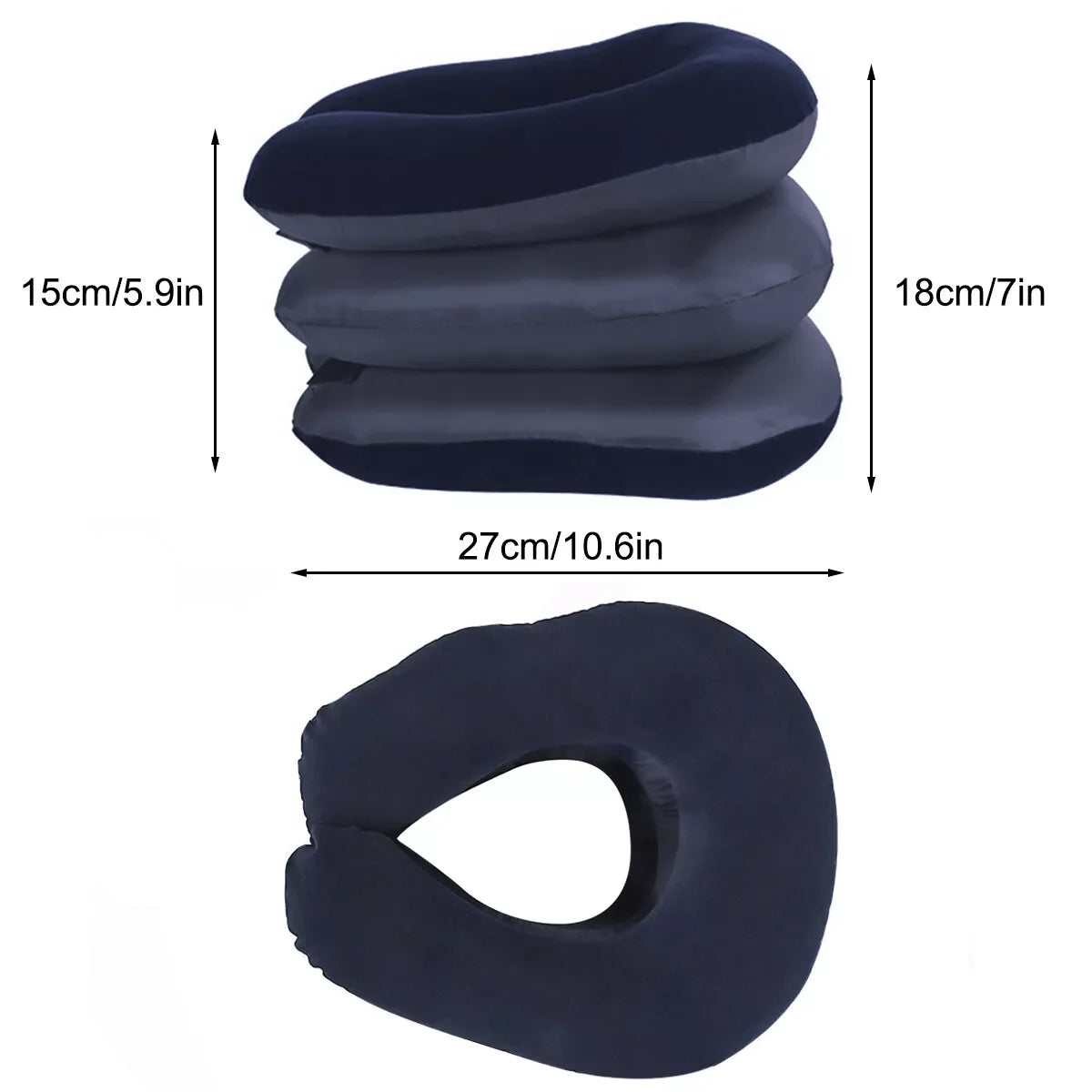 Neck Pillow Inflatable Adjustable Air Pump Plush Velvet Cover