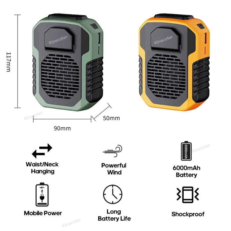 Neck & Waist Fan 23-Hour Rechargeable Power Bank