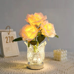 Night Light Rechargeable Touch-Dimmable Ceramic Flowerpot Base