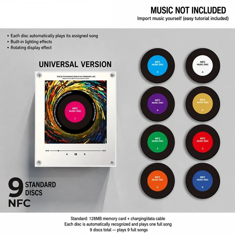 Night Light Rotating Vinyl Record NFC Link Magnetic Mount