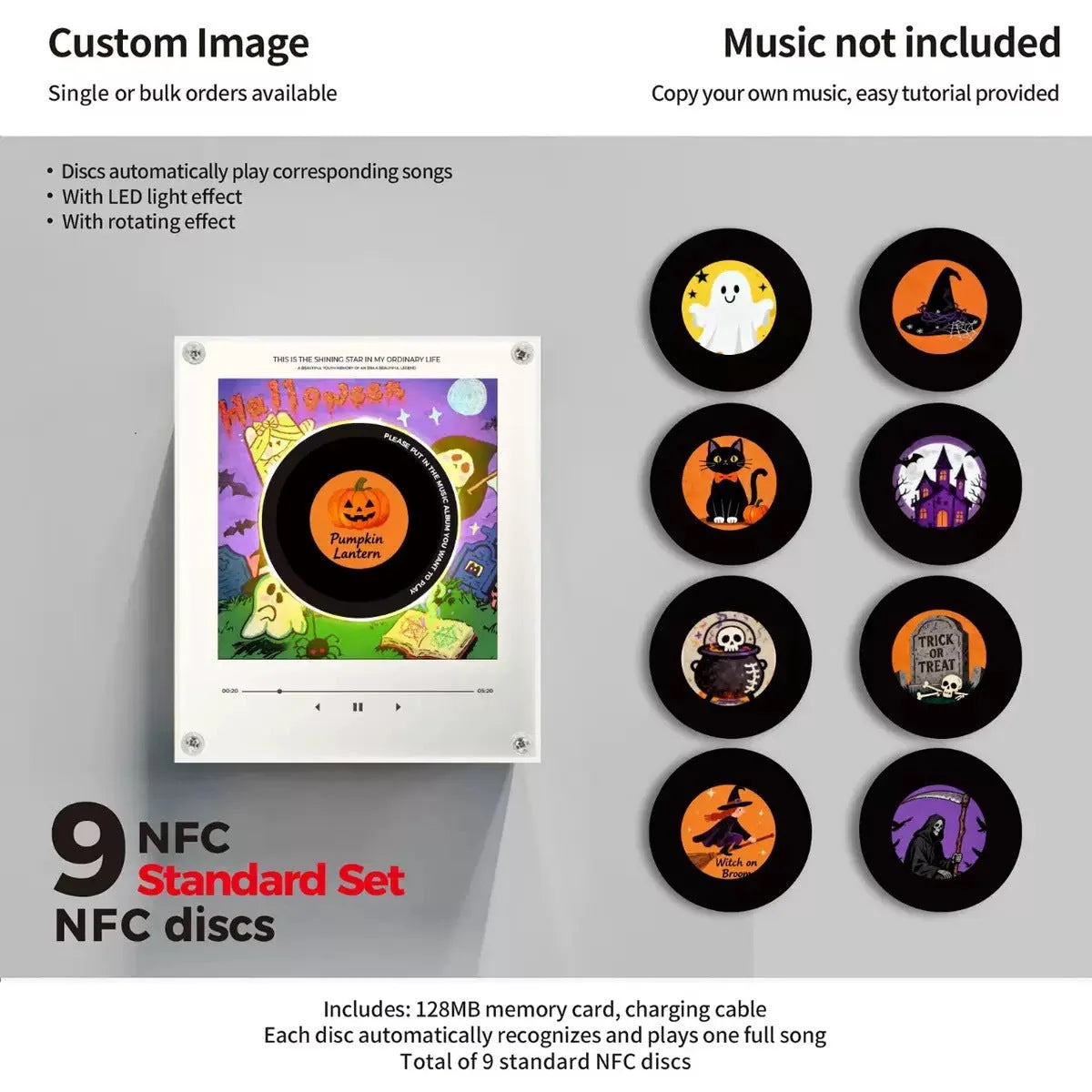 Night Light Rotating Vinyl Record NFC Link Magnetic Mount