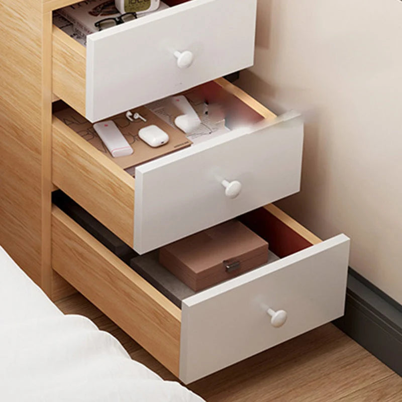 Nightstand Compact Two Drawers Enclosed Cabinet