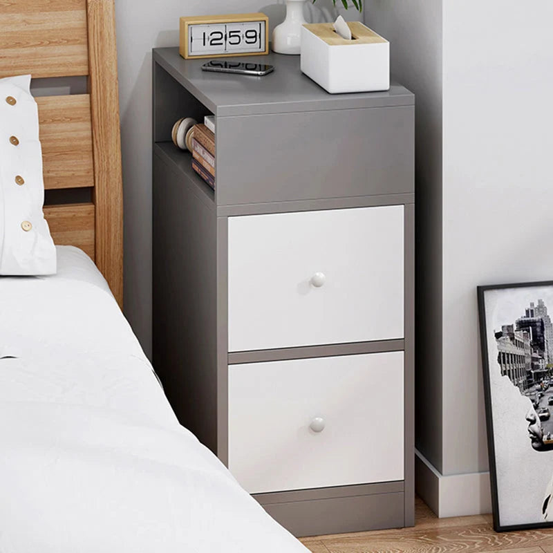 Nightstand Compact Two Drawers Enclosed Cabinet