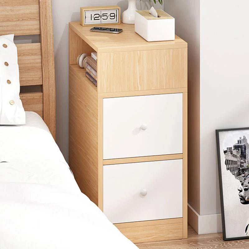 Nightstand Compact Two Drawers Enclosed Cabinet