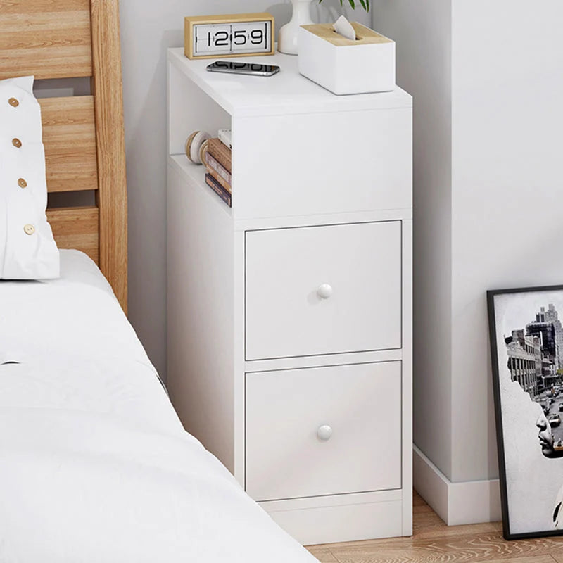 Nightstand Compact Two Drawers Enclosed Cabinet